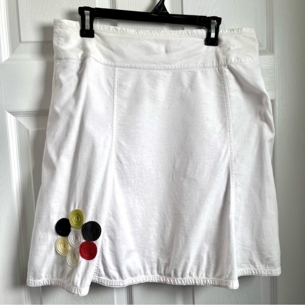 Chlorophylle Donia Skirt Linen Blend white midi floral summer Women 8 Medium